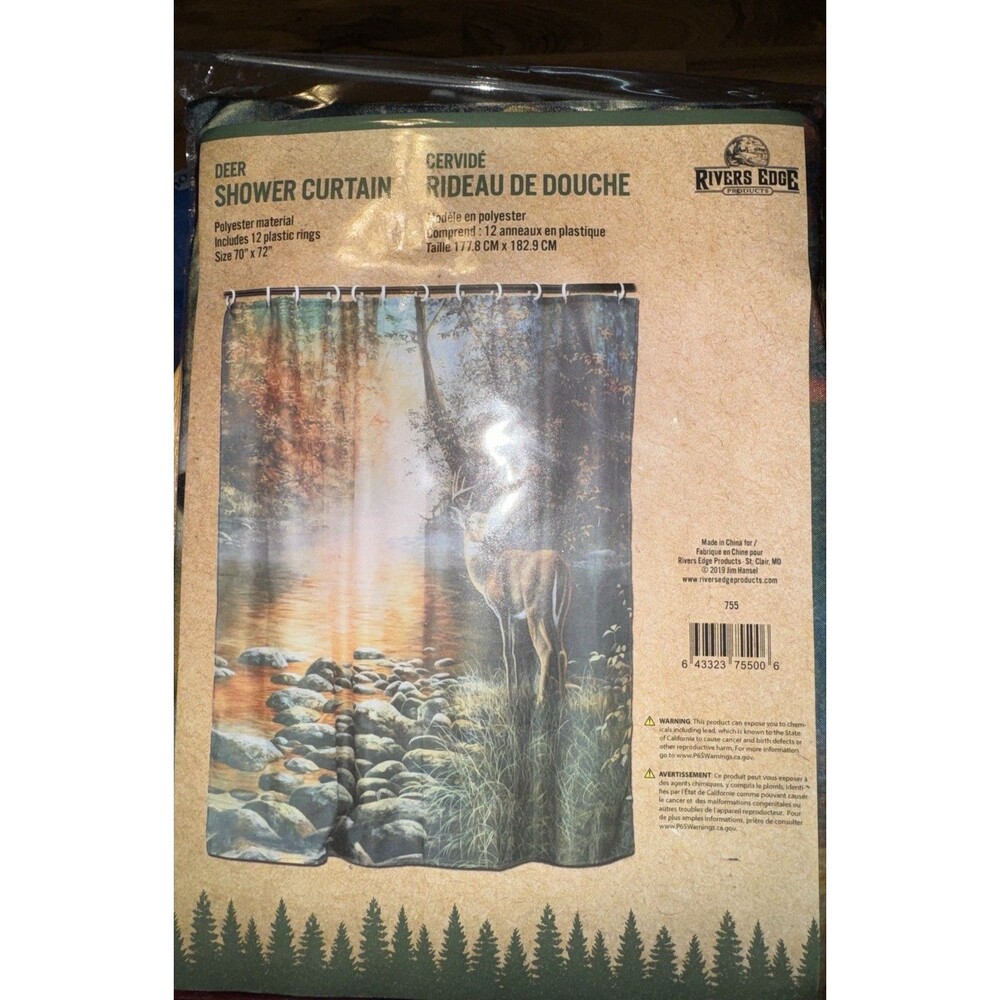 Rivers Edge Deer Shower W/ 12 Plastic Rings Cabin Camping